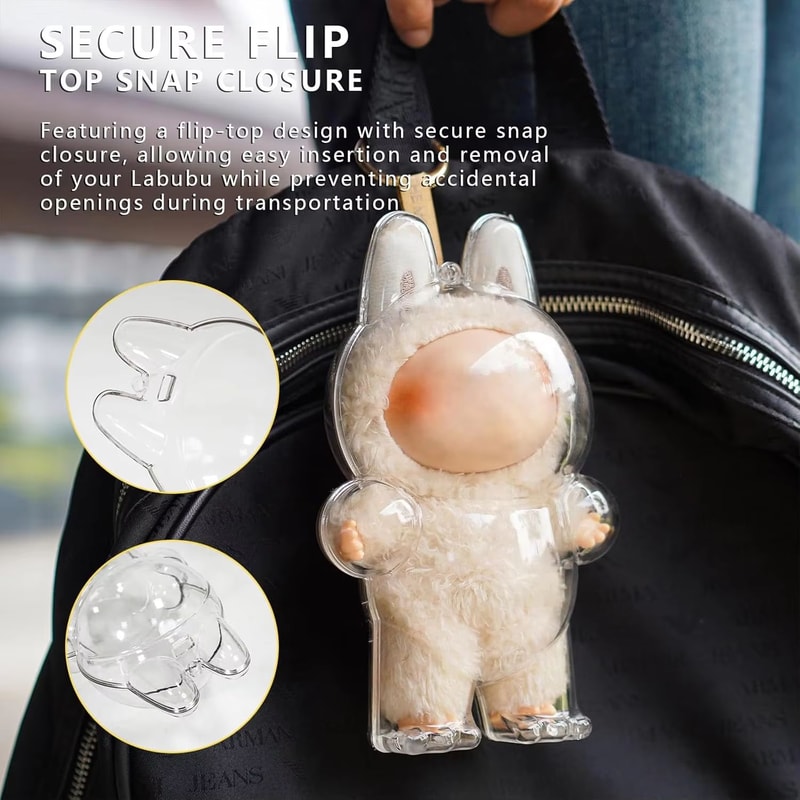 Clear Macaron Protector Case For LABUBU Popmart Doll Dustproof Display Cover 3