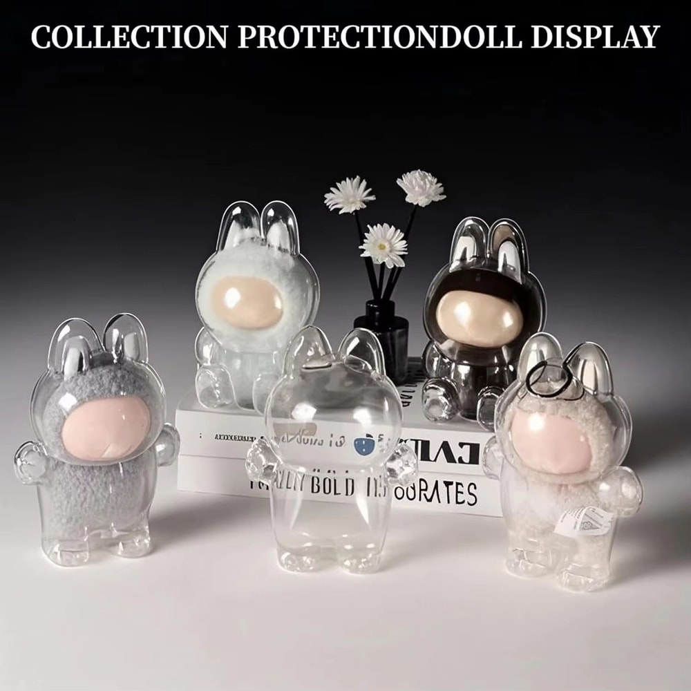 Clear Macaron Protector Case For LABUBU Popmart Doll Dustproof Display Cover 5