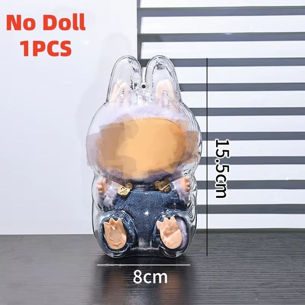 Clear Macaron Protector Case For LABUBU Popmart Doll Dustproof Display Cover 6