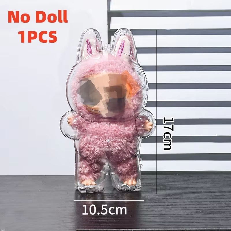 Clear Macaron Protector Case For LABUBU Popmart Doll Dustproof Display Cover 7