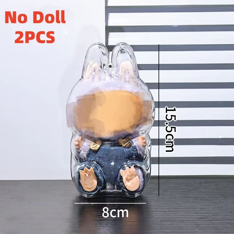 Clear Macaron Protector Case For LABUBU Popmart Doll Dustproof Display Cover 8