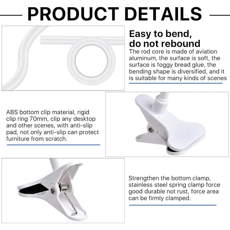 Portable Flexible Camera Clamp Mount Stand With Bendable Arm And Clip 4