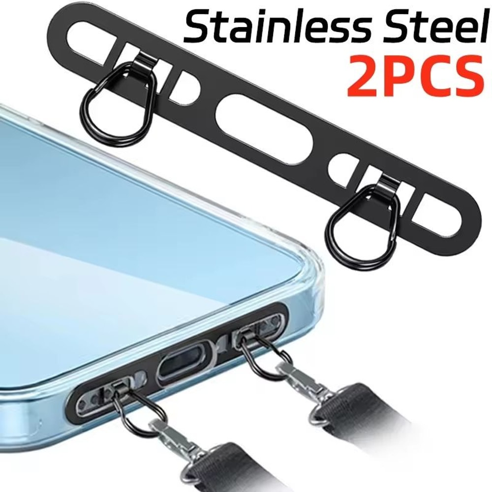 Luxury Stainless Steel Mobile Phone Lanyard Patch Gasket Tether Tab Safety Connector 0