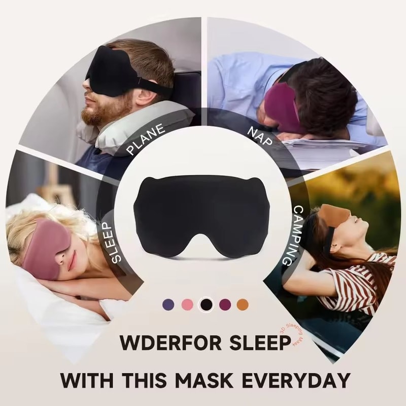 6D Block Out Light Sleep Mask With Soft Breathable Comfort For Travel Night Sleep 5