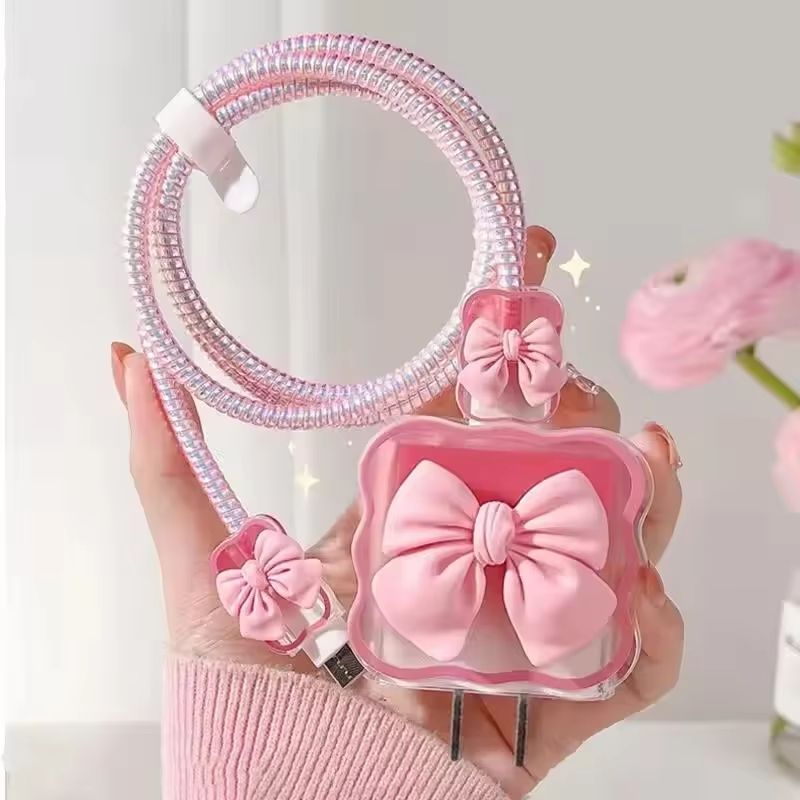 3D Silicone IPhone Charger Protection Case With Cable Guard 0