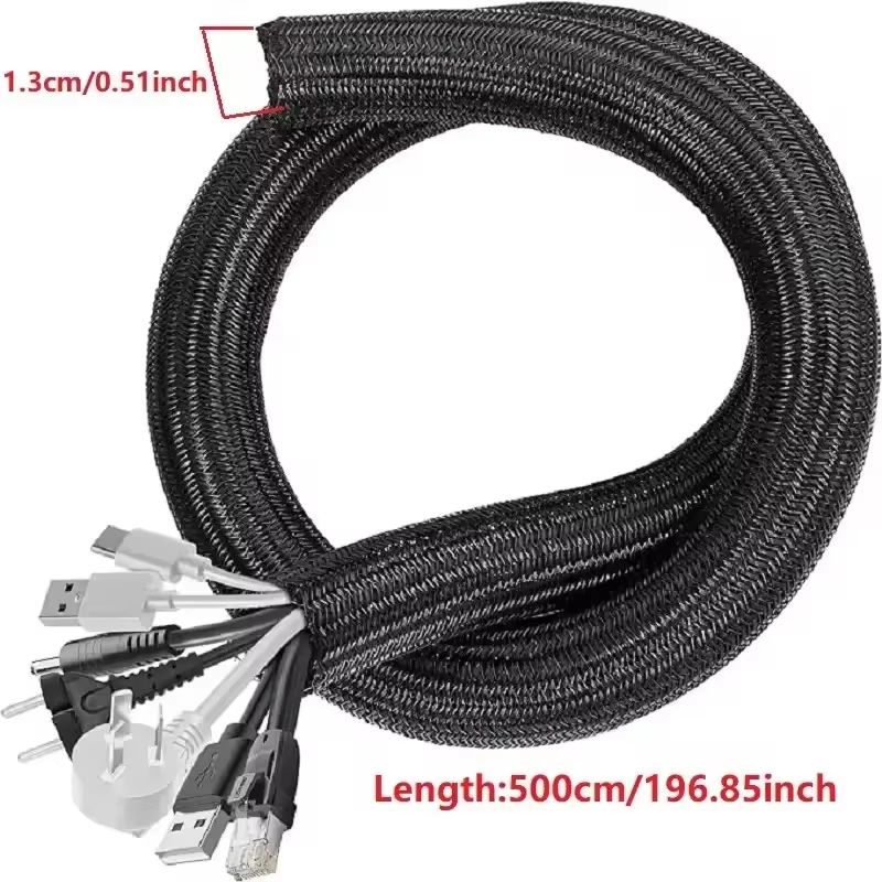 Braided PET Nylon Cable Sleeve Wrap For Wire Protection 33ft 164ft 11