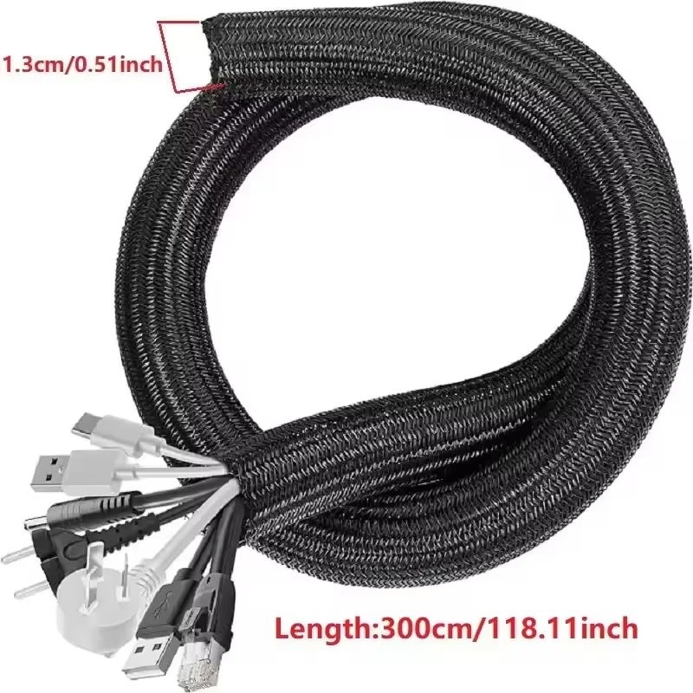 Braided PET Nylon Cable Sleeve Wrap For Wire Protection 33ft 164ft 7