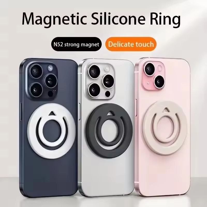Portable Silicone Magnetic Phone Back Mount And Ring Holder For MagSafeCompatible IPhones 2