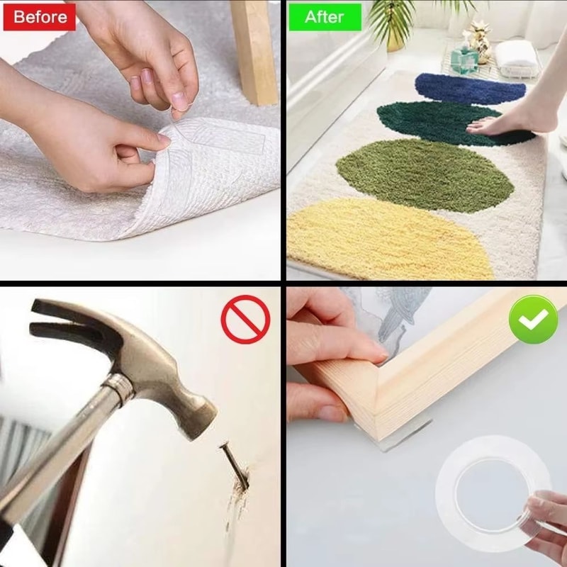 Nano Tape Traceless Double Sided Transparent Adhesive Tape 33ft 98ft 164ft 3