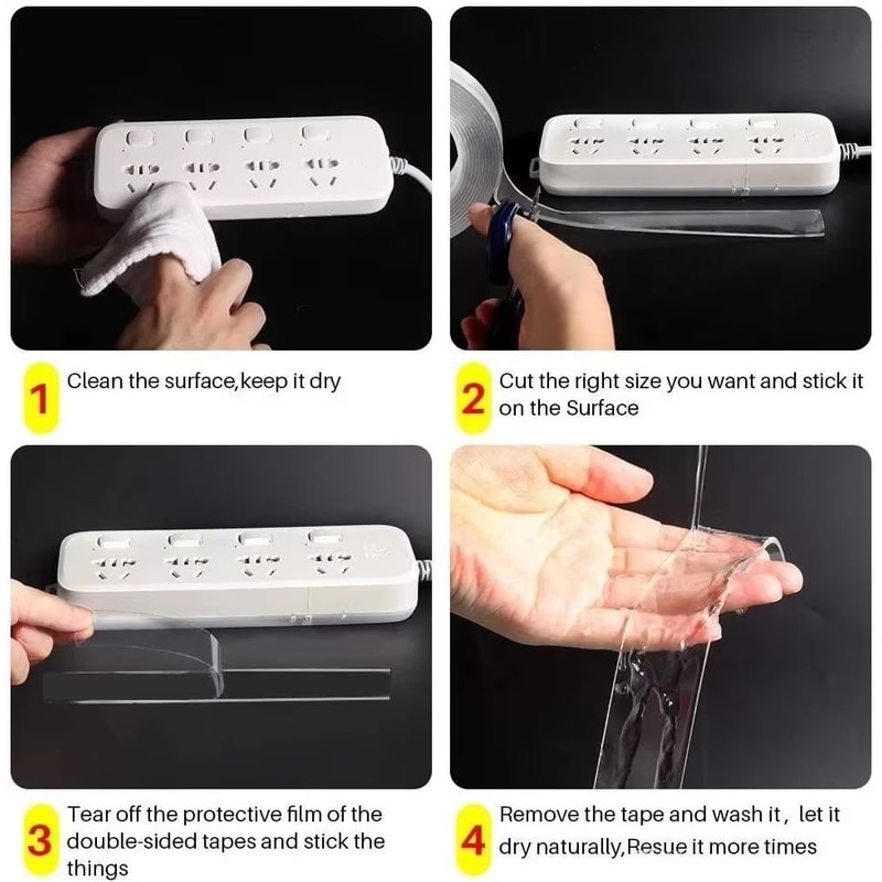 Nano Tape Traceless Double Sided Transparent Adhesive Tape 33ft 98ft 164ft 4