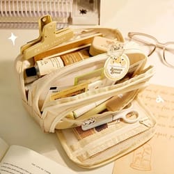 large capacity canvas organizer multi-layer storage bag with durable zipper and stylish colors portable makeup and stora