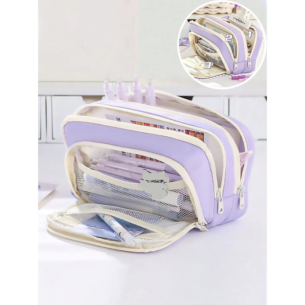 Large Capacity Canvas Organizer MultiLayer Storage Bag With Durable Zipper And Stylish Colors Porta 8