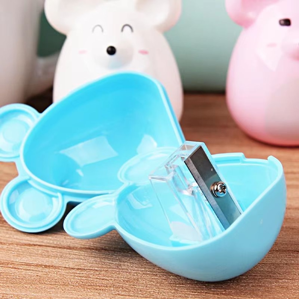 Kawaii Portable Cartoon Rat Pencil Sharpener Creative Pencil Sharpener Office School Supplies Stude 2