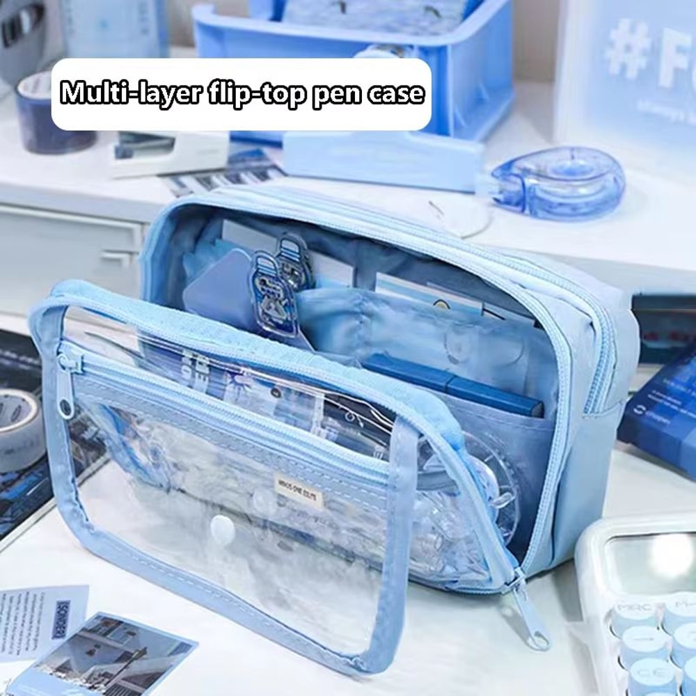 Pencil Bag For School Students With Large Capacity MultiFunctional Pen Case Macaron Color Matching 0