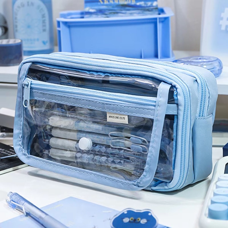 Pencil Bag For School Students With Large Capacity MultiFunctional Pen Case Macaron Color Matching 1