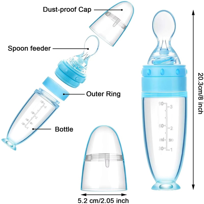 Soft Silicone Squeeze Feeding Spoon With Bottle Feeder Portable Baby Feeding Tool For Milk Puree An 4