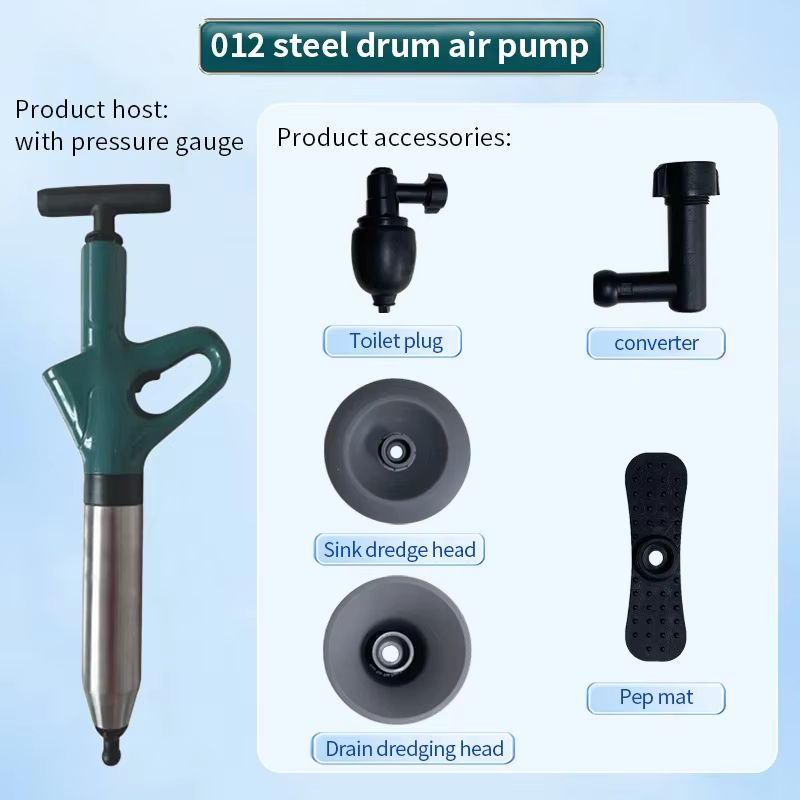 Stainless Steel HighPressure Toilet Pipe Dredger Pneumatic Drain Unclogger Tool For Home Plumbing 3