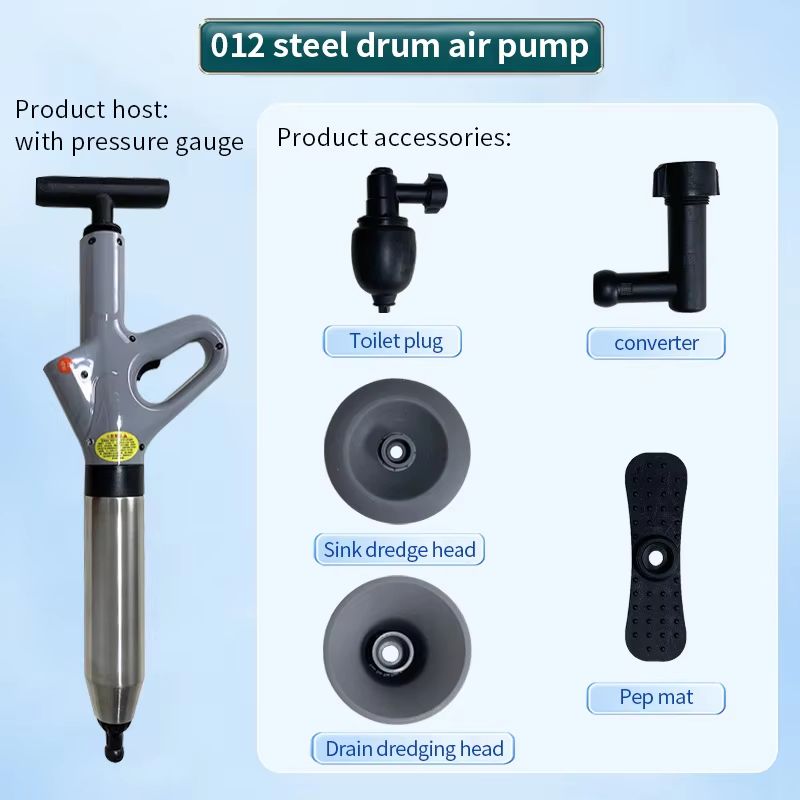 Stainless Steel HighPressure Toilet Pipe Dredger Pneumatic Drain Unclogger Tool For Home Plumbing 5
