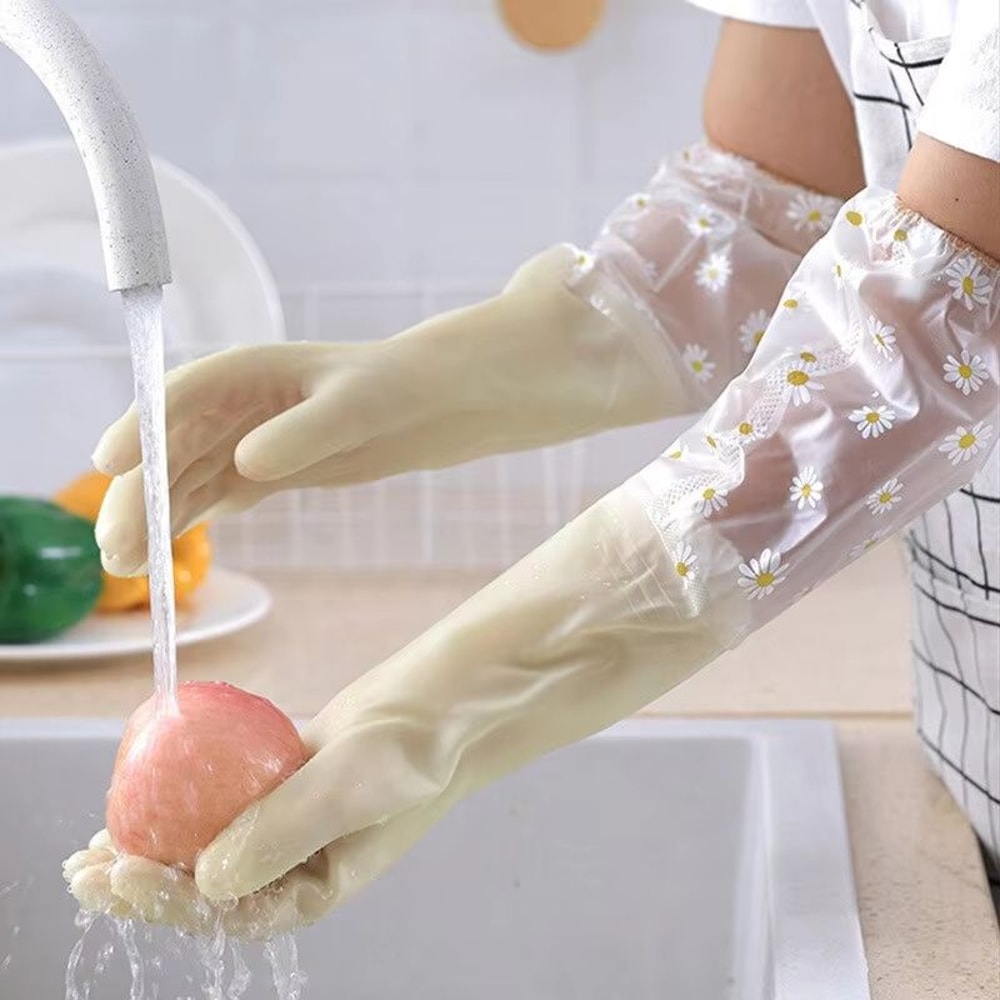 Waterproof Household Latex Cleaning Gloves Durable Kitchen Laundry Protection 2