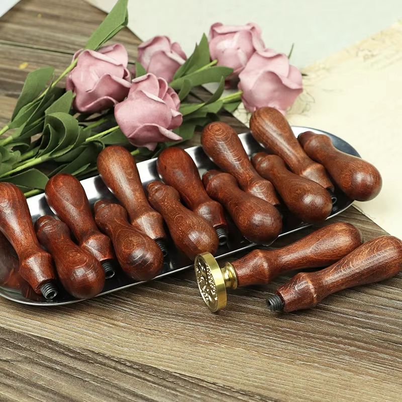 Retro Wooden Handle Wax Seal Tool DIY Envelope Sealing Roller Stamp 2