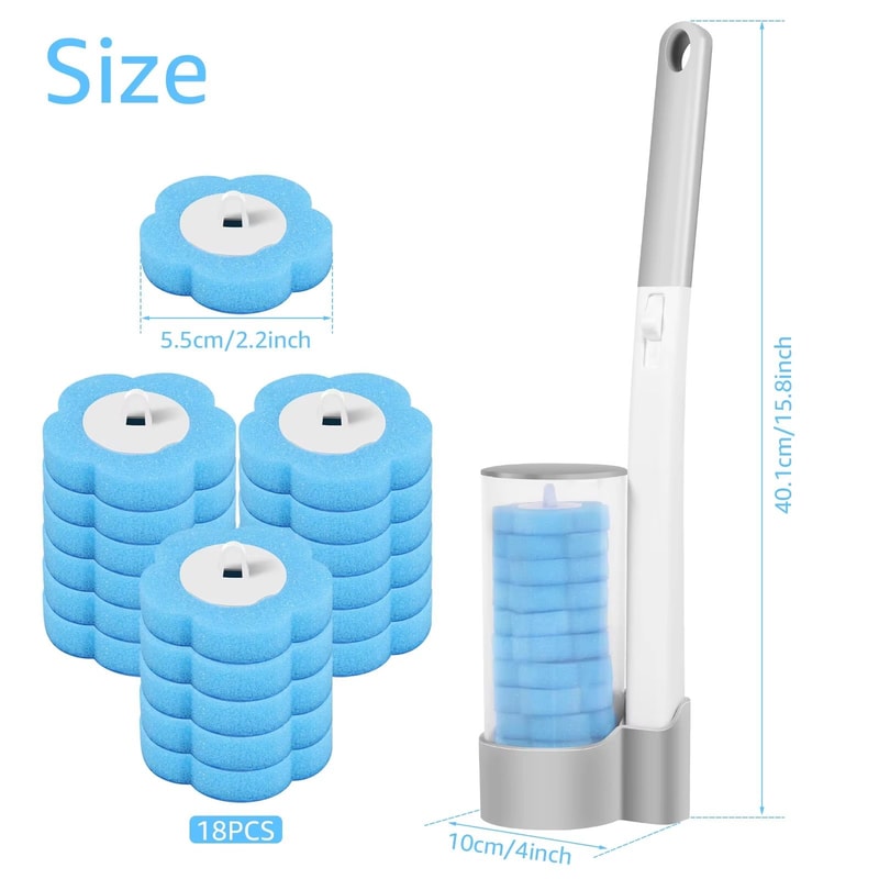 WallMounted Disposable Toilet Brush Set With Long Handle And Replaceable Heads 18 Or 36 Pieces 5