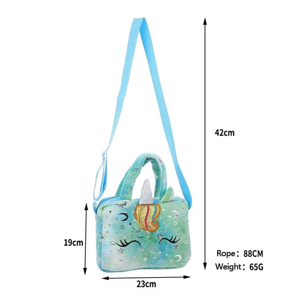 Kids Plush Unicorn Crossbody Bag Soft Shoulder Handbag Coin Purse For Girls 768x610x205in 1