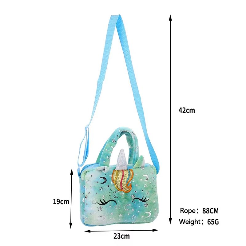 Kids Plush Unicorn Crossbody Bag Soft Shoulder Handbag Coin Purse For Girls 768x610x205in 1