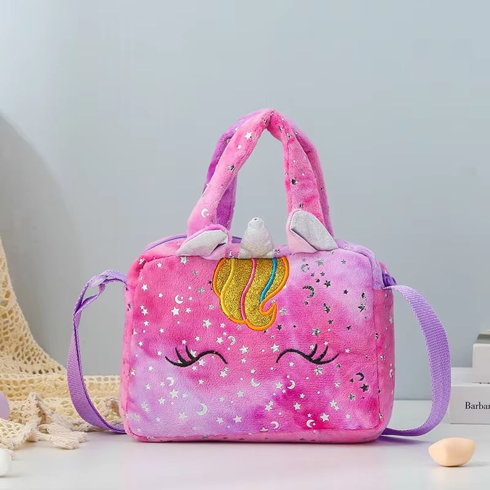 Kids Plush Unicorn Crossbody Bag Soft Shoulder Handbag Coin Purse For Girls 768x610x205in 7