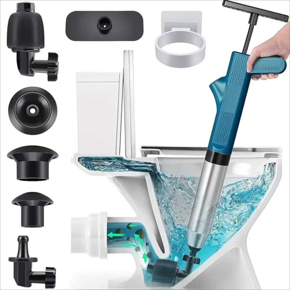 Pneumatic HighPressure Drain Blaster Tool Set Stainless Steel Toilet Plunger Pipe Dredger Unblock 0
