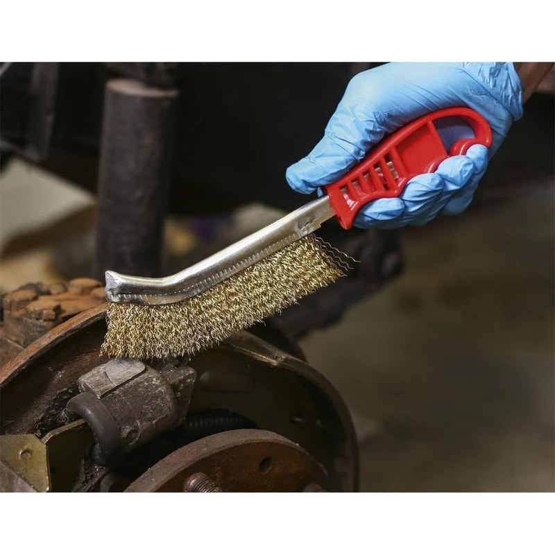 Steel Wire Roller Brush With Wooden Handle HeavyDuty Rust Removal Grill Cleaner 2