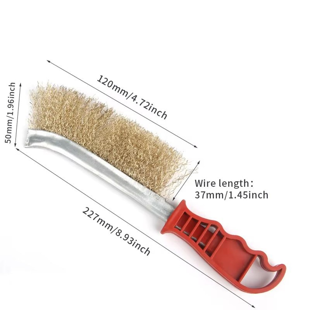 Steel Wire Roller Brush With Wooden Handle HeavyDuty Rust Removal Grill Cleaner 4