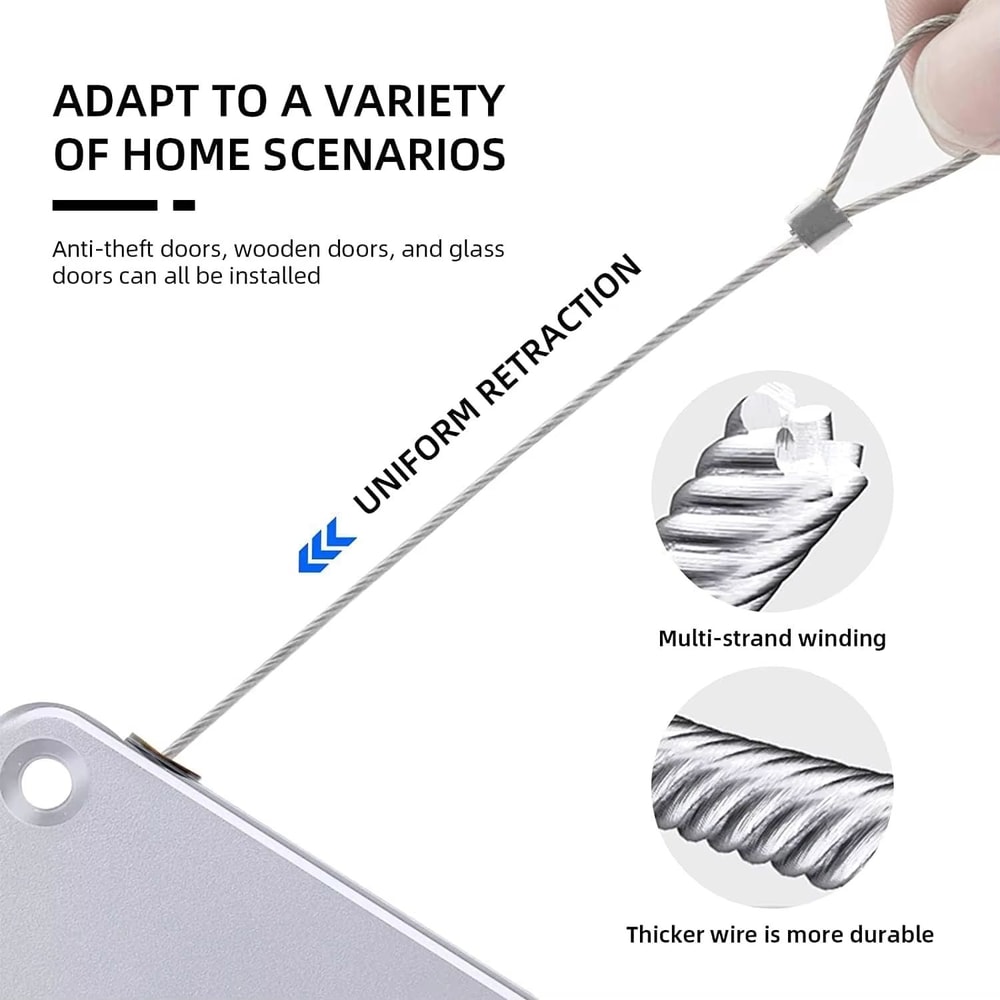 PunchFree Automatic Sensor Door Closer Adjustable Surface Door Stop With Pull Cord For Residential 4