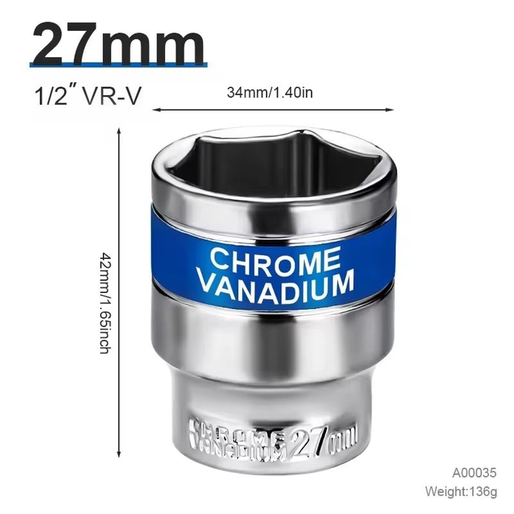 12 Drive Deep Impact Socket Set 832 Mm HeavyDuty Impact Sockets For Pneumatic Wrenches Tire Remov 22