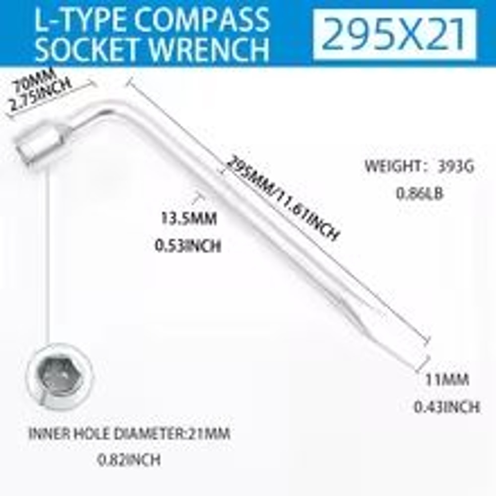 Car Spare Tire Lug Wrench LType Hex Socket Repair Tool 171921 Mm With Slotted End 8