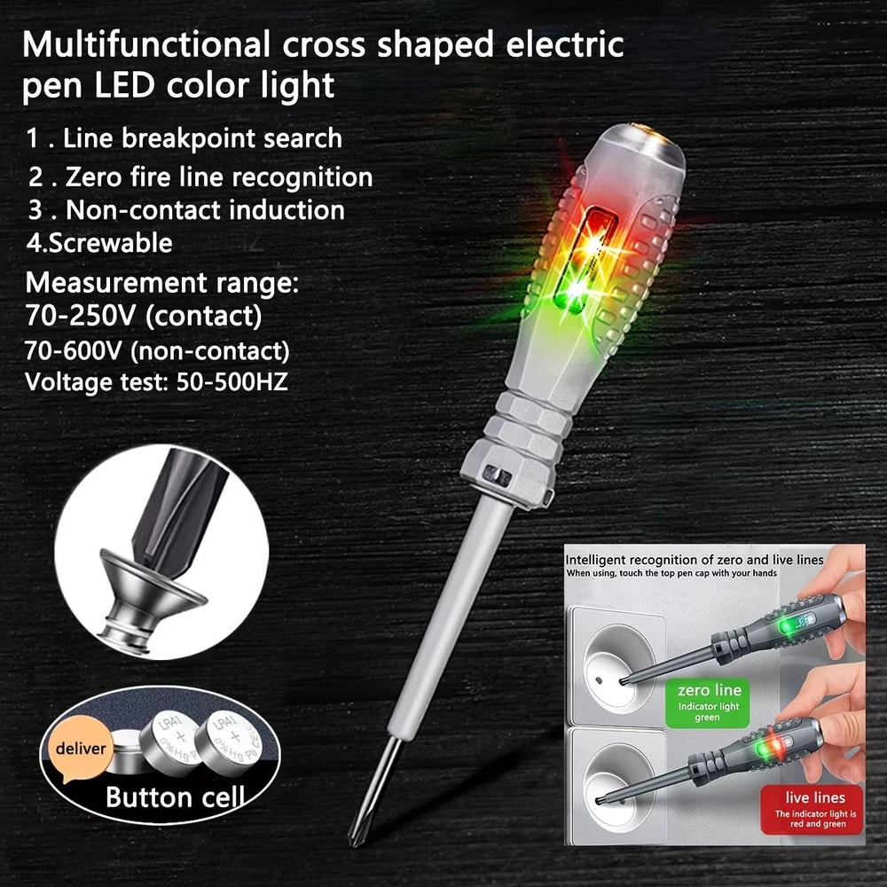 Multifunctional Electrician Test Screwdriver AC NonContact Voltage Tester Pen With RedGreen Induct 7