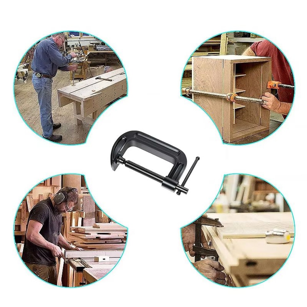 GShaped Mini CFixture Clamp With Sliding THandle HeavyDuty Woodworking Welding Metal Workpiece To 2