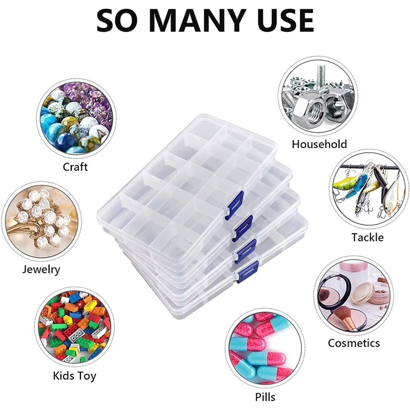 Adjustable 1015 Compartment Plastic Storage Box Organizer For Jewelry And Small Accessories 5