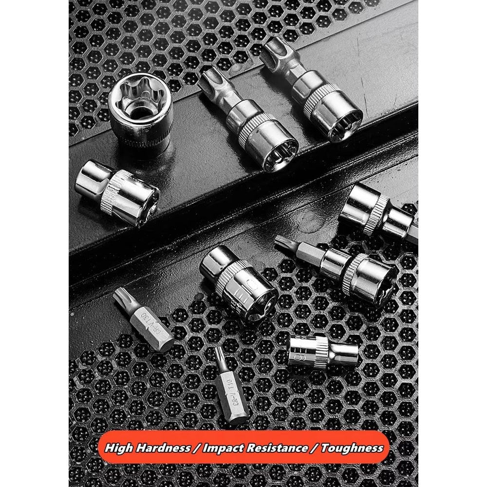 Professional 34Piece Torx And ETorx Bit Socket Set With Case 14 38 12 Drive 5