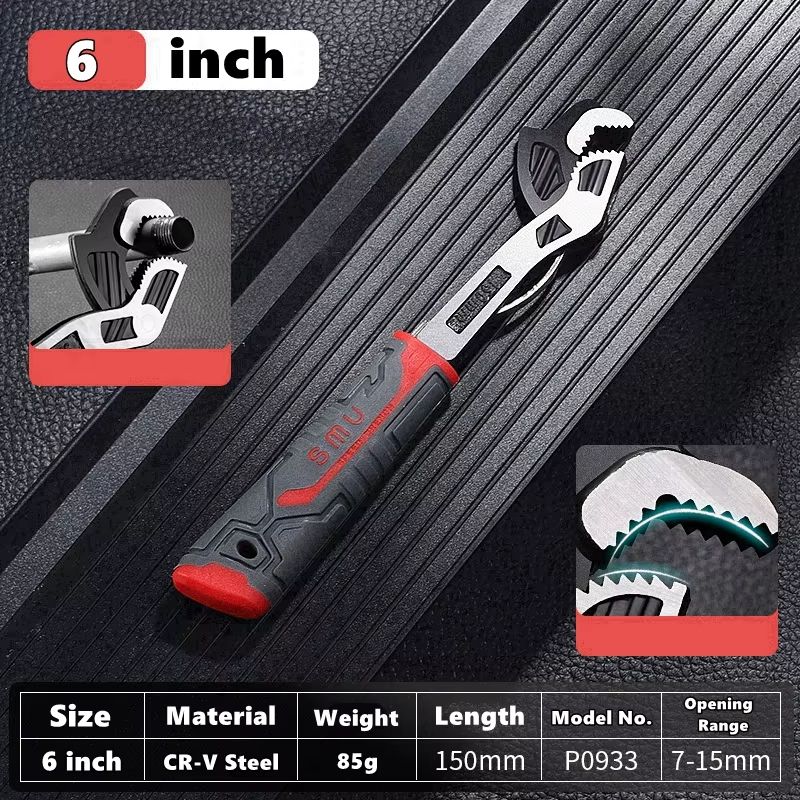 Universal SelfLocking Adjustable Wrench Set 6 8 10 12 CRV Multifunction Hand Tools 6