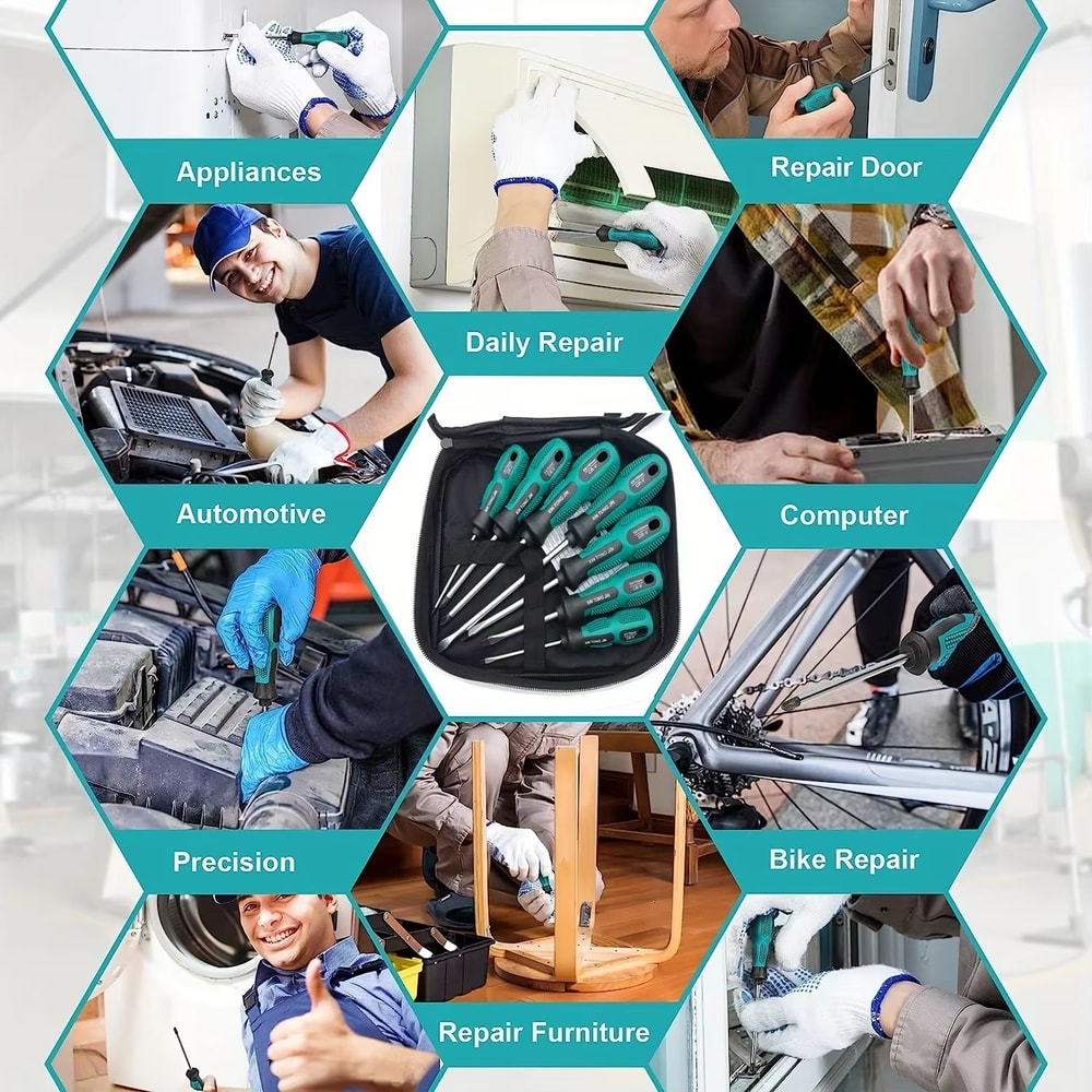 Professional Magnetic Screwdriver Set With Cushion Grip 5 Flat And 4 Phillips Tips 1