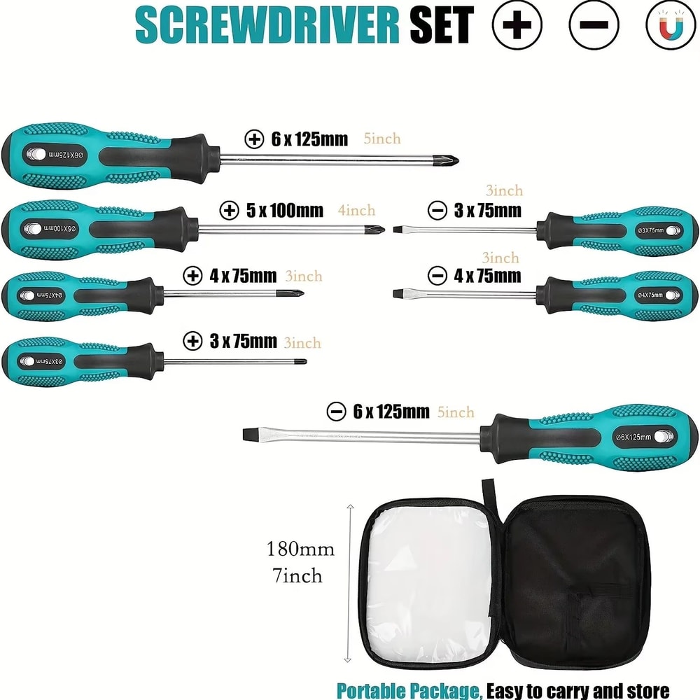 Professional Magnetic Screwdriver Set With Cushion Grip 5 Flat And 4 Phillips Tips 3