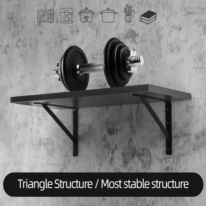 2pcs Rustic Iron Floating Shelf Brackets 90Degree Wall Mounted Triangle Support 3