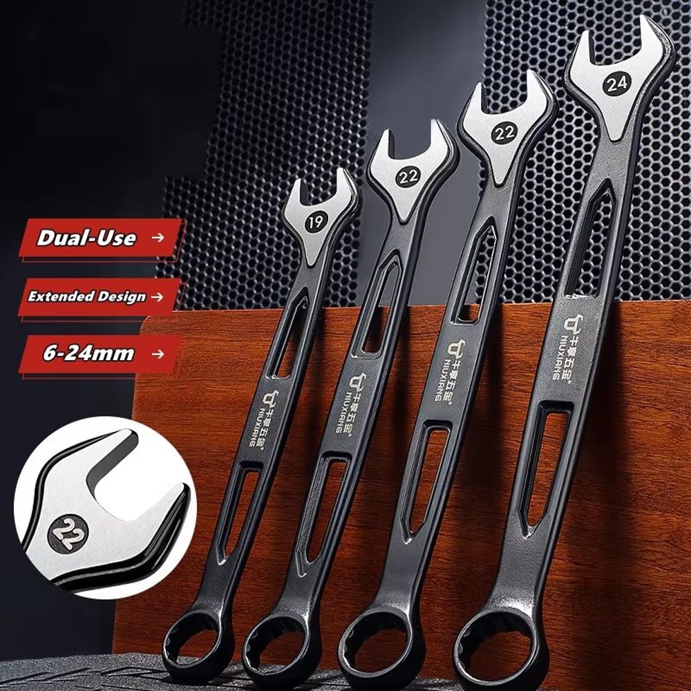 DualUse Plums Blossom Ratchet And OpenEnd Wrench Set 14in1516in Combination Spanners With Nut Cutte 0