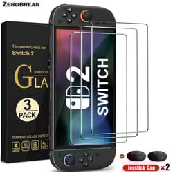 tempered glass screen protector with joystick caps for nintendo switch 2 console