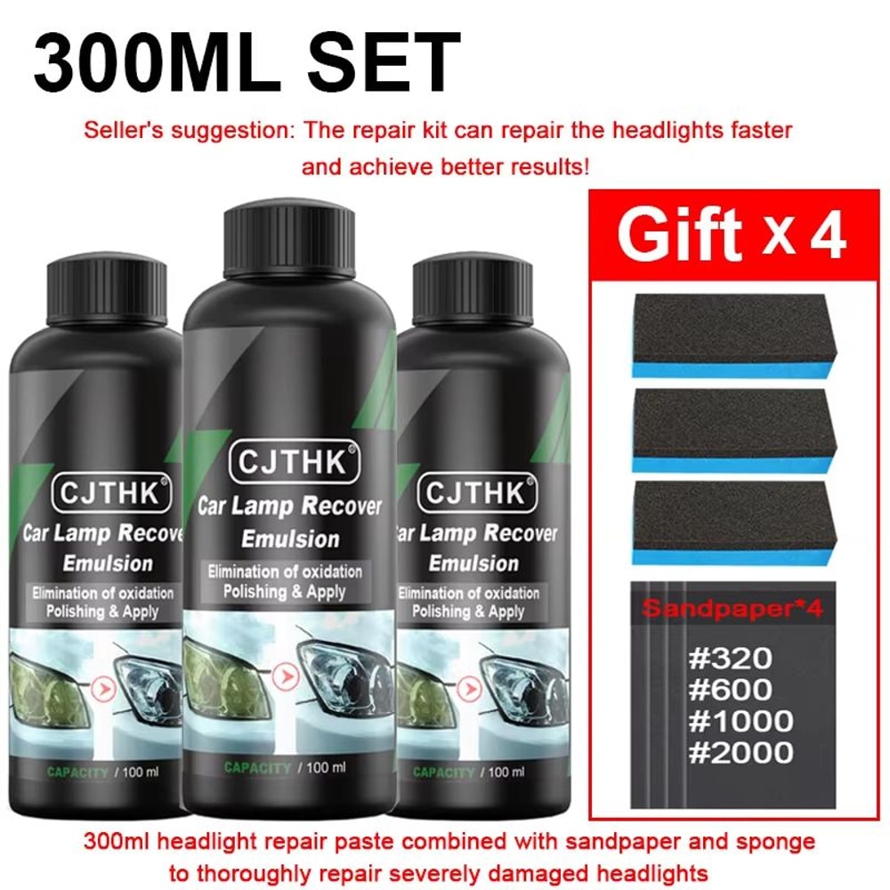 Car Headlight Restoration Polishing Kit With Scratch Remover And Oxidation Cleaner 12