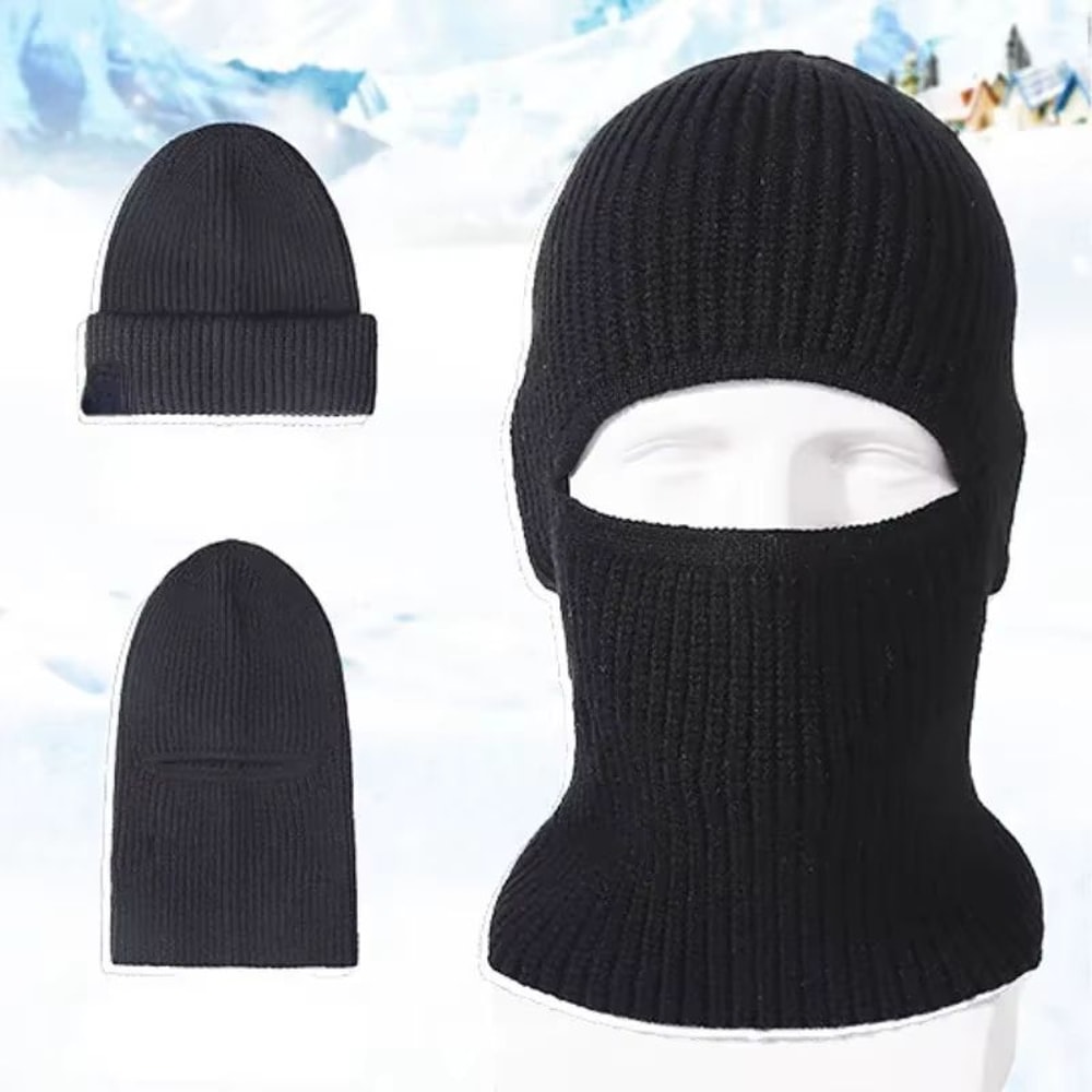 2in1 Winter Knit Beanie And Balaclava Hat Windproof Full Face Ski Mask Cap 2