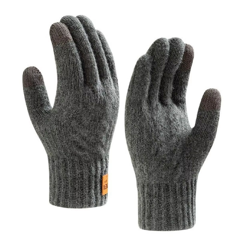 Fleece Lined Black Cable Knit Winter Touch Screen Gloves For Men And Women 4