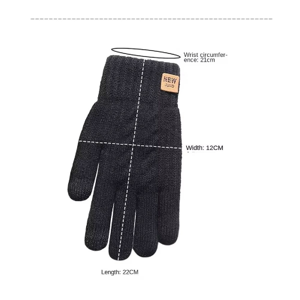 Fleece Lined Black Cable Knit Winter Touch Screen Gloves For Men And Women 5