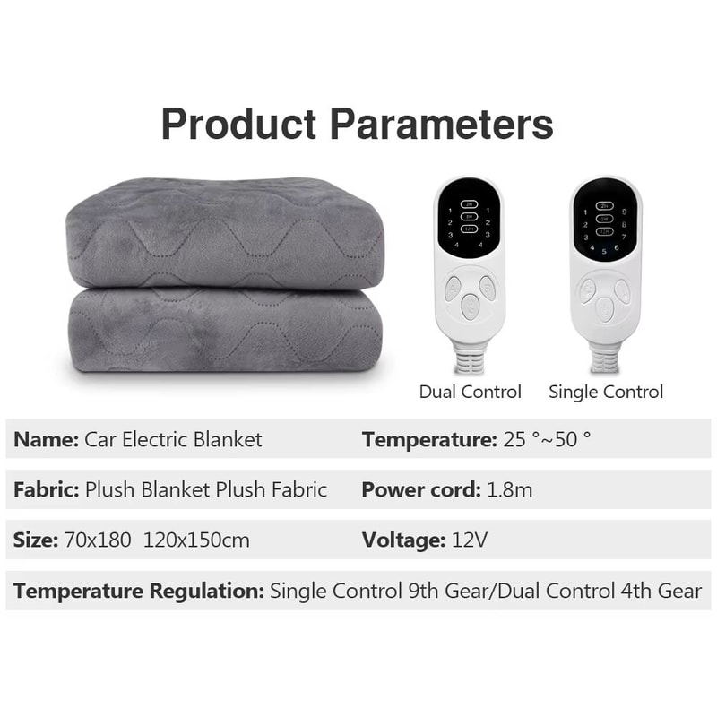 12V Electric Heated Car Blanket Plush Heated Mattress With Thermostat For RV SUV Travel 1