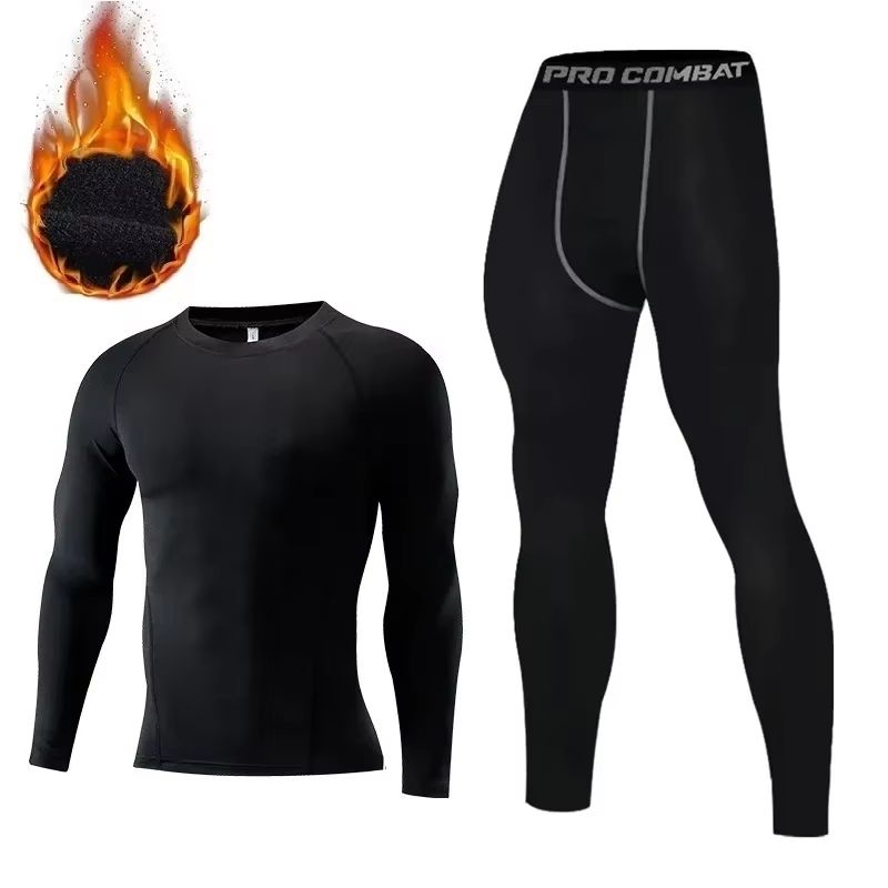 Mens 2Piece Winter Warm Fleece Thermal Underwear Set With Long Johns And Compression Tights 12